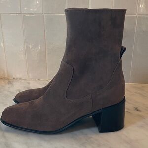 Jeffrey Campbell Jeremy brown micro suede mid shaft block heel boots size 6.5